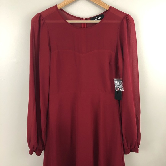 Lulu's NWT Chic Wine Tiered Midi Dress - Picture 6 of 7